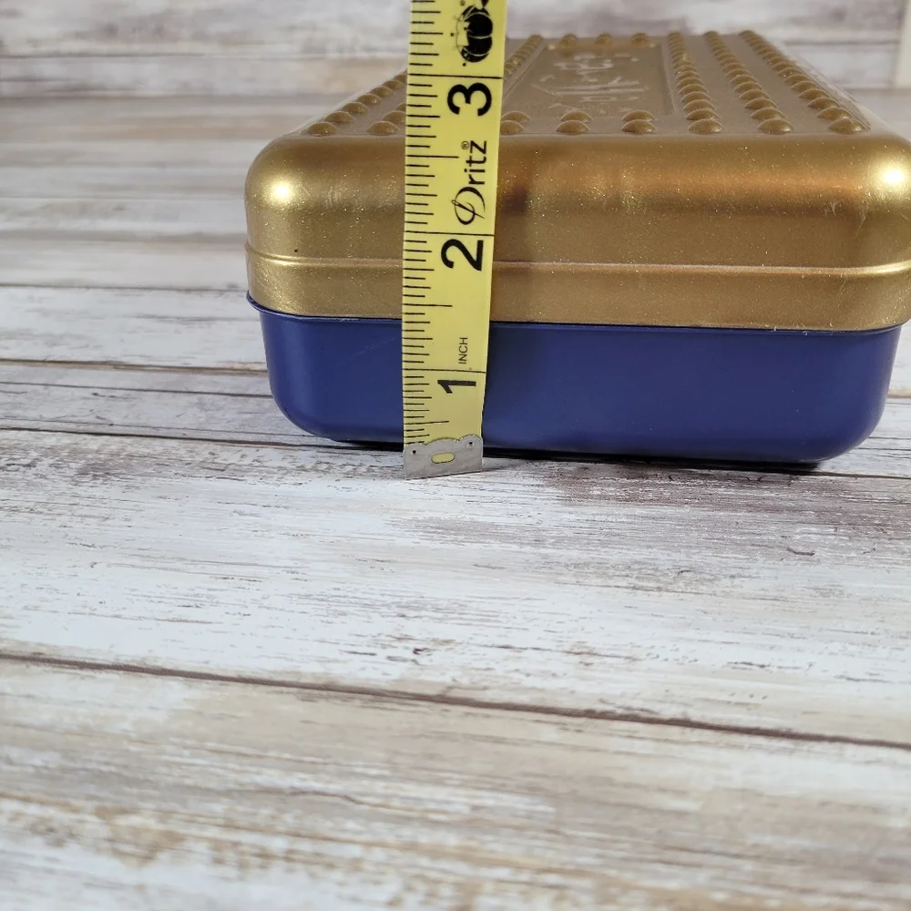 Spacemaker Pencil Box Blue & Gold Made In USA
